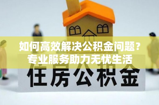 惠来如何高效解决公积金问题？专业服务助力无忧生活